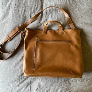 Matt & Nat Vegan Leather Tan Laptop Bag with Removable/Adjustable Shoulder Strap